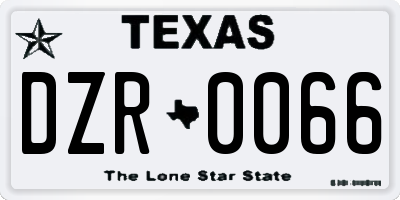 TX license plate DZR0066