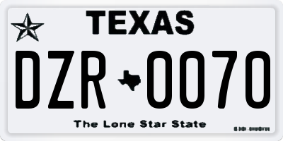 TX license plate DZR0070