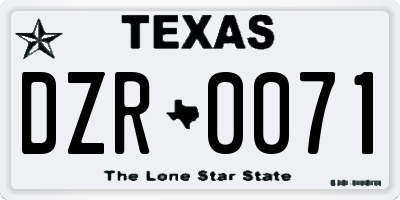 TX license plate DZR0071
