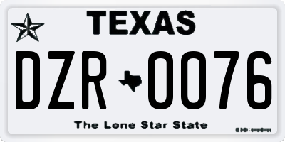 TX license plate DZR0076