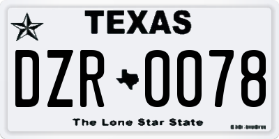 TX license plate DZR0078