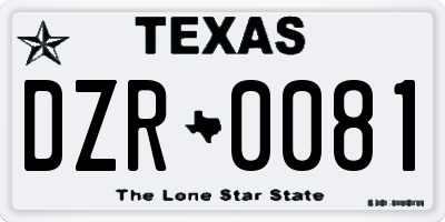 TX license plate DZR0081