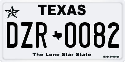 TX license plate DZR0082