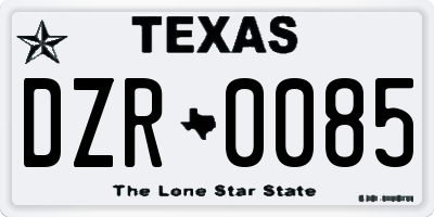 TX license plate DZR0085