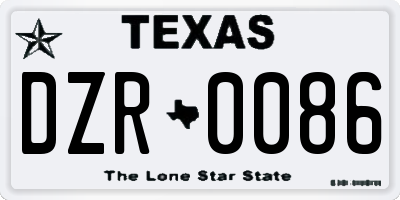 TX license plate DZR0086