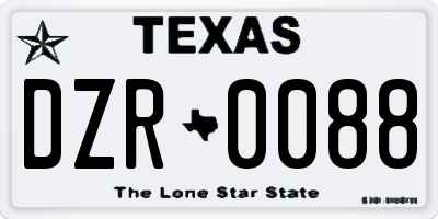 TX license plate DZR0088