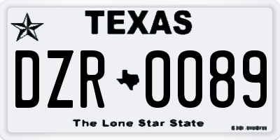 TX license plate DZR0089