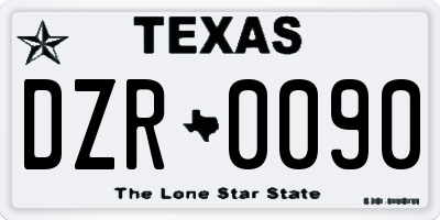 TX license plate DZR0090