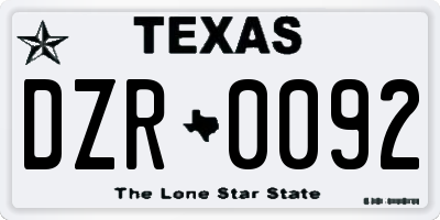 TX license plate DZR0092