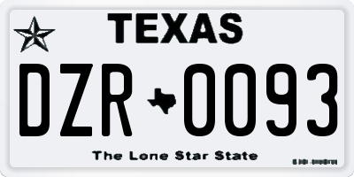 TX license plate DZR0093