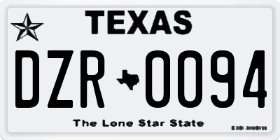 TX license plate DZR0094