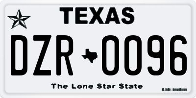 TX license plate DZR0096