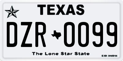 TX license plate DZR0099