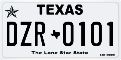 TX license plate DZR0101