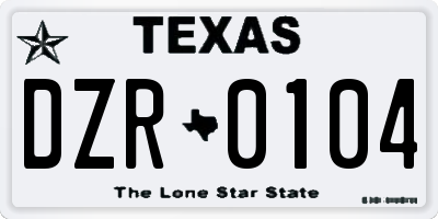 TX license plate DZR0104