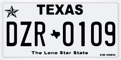 TX license plate DZR0109