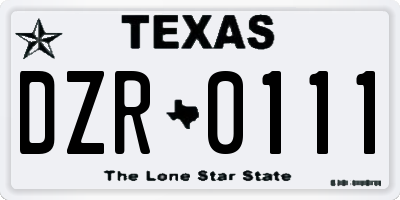 TX license plate DZR0111