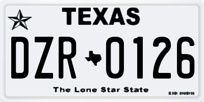 TX license plate DZR0126