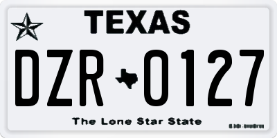 TX license plate DZR0127