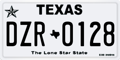 TX license plate DZR0128