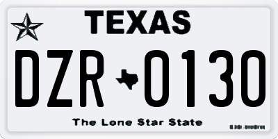 TX license plate DZR0130