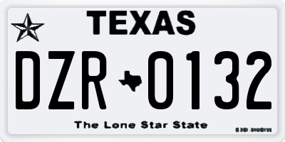TX license plate DZR0132
