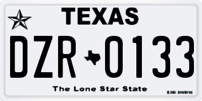 TX license plate DZR0133