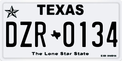 TX license plate DZR0134