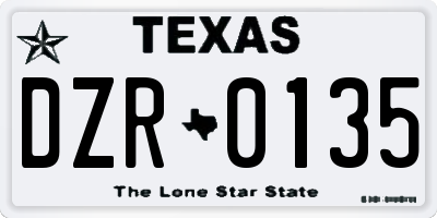 TX license plate DZR0135