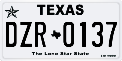 TX license plate DZR0137