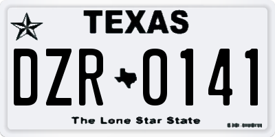 TX license plate DZR0141