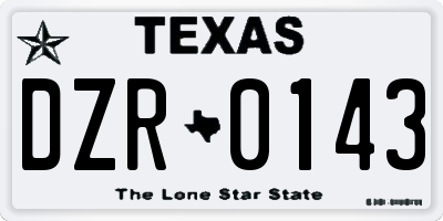 TX license plate DZR0143
