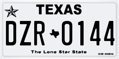 TX license plate DZR0144