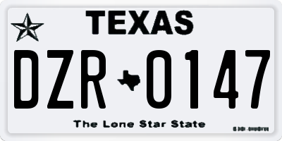 TX license plate DZR0147