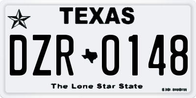 TX license plate DZR0148