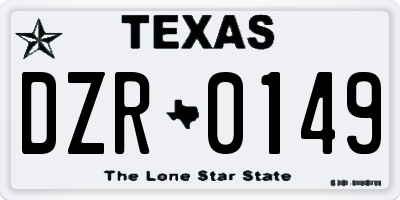 TX license plate DZR0149