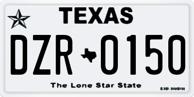 TX license plate DZR0150