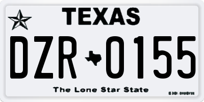 TX license plate DZR0155