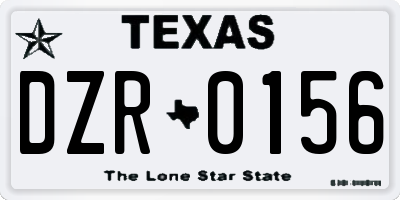 TX license plate DZR0156