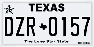 TX license plate DZR0157