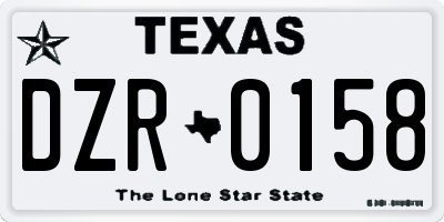 TX license plate DZR0158