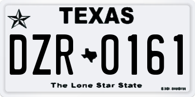 TX license plate DZR0161