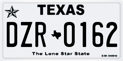 TX license plate DZR0162
