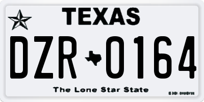 TX license plate DZR0164