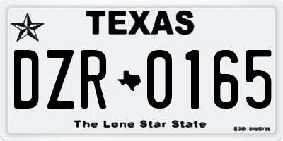 TX license plate DZR0165