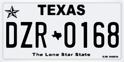 TX license plate DZR0168