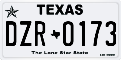 TX license plate DZR0173