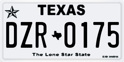 TX license plate DZR0175