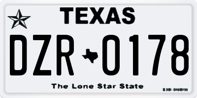 TX license plate DZR0178