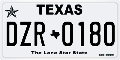 TX license plate DZR0180